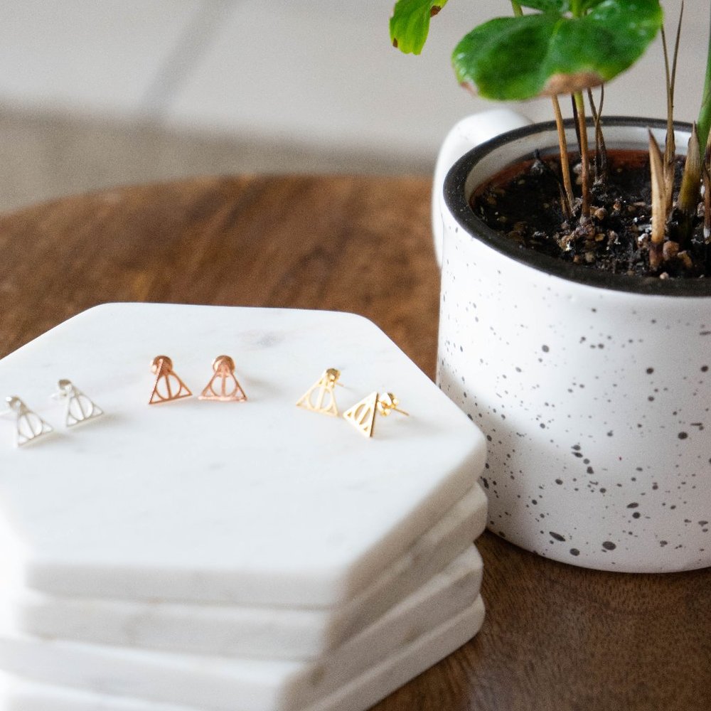 Dainty Deathly Hollows Earrings Studs Harry Potter